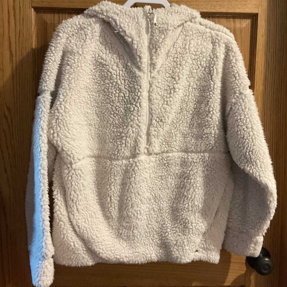 prAna Sherpa Fleece Half Zip Hoodie Cream Teddy Pullover Large